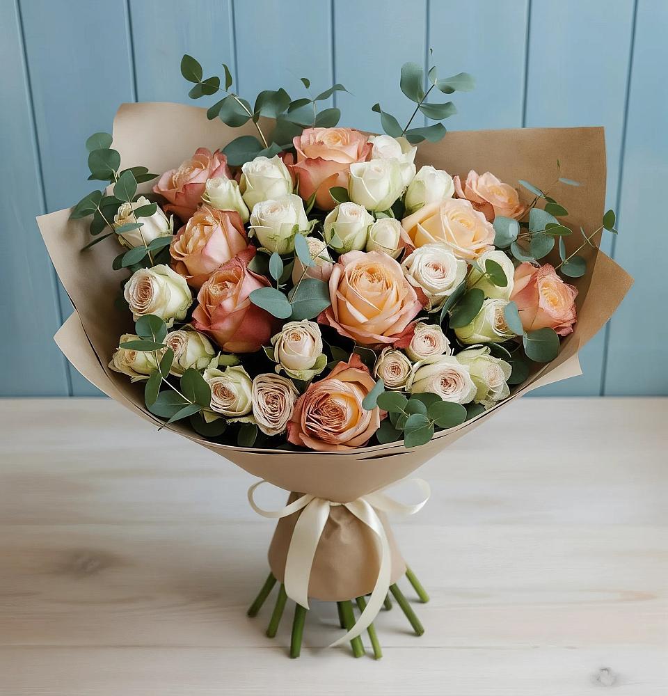 Букет цветов из: Альстромерии и Розы в Дагомысе