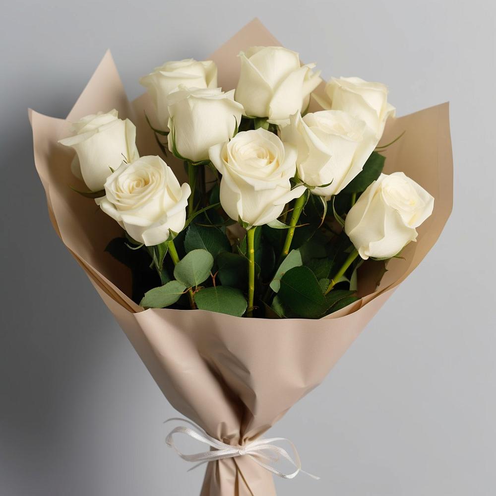 Букет 9 Белых роз Эдлесс Лав в Дагомысе