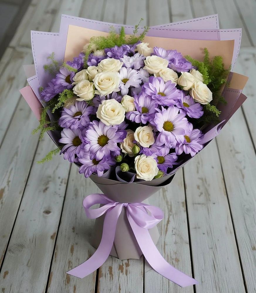 Букет цветов из: Хризантемы и Розы в Дагомысе